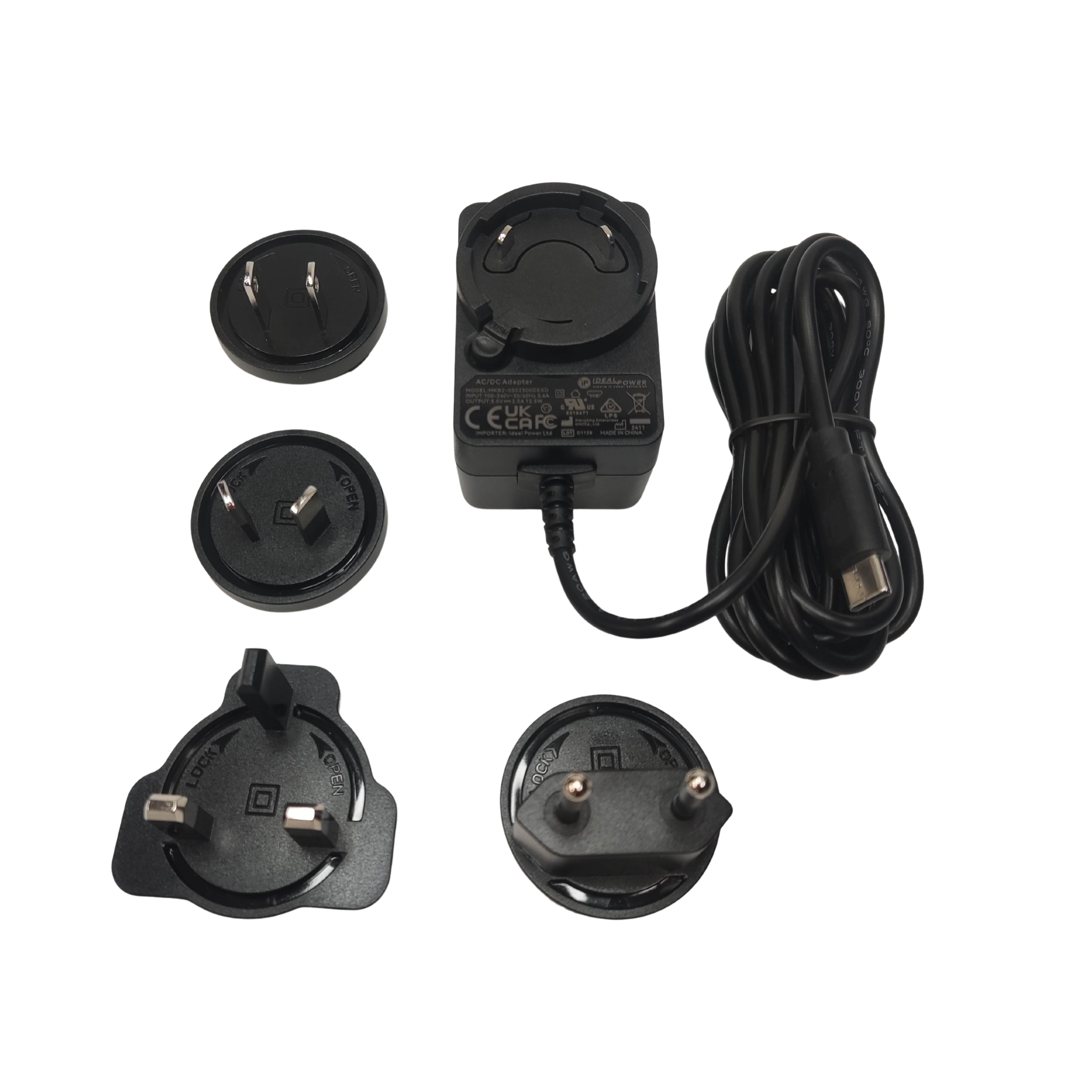 12.5W Interchangeable AC/DC Plugtop Adapter Power Supply